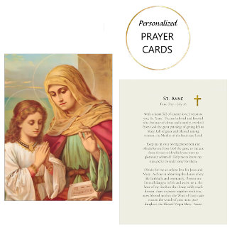 Cartão De Lugar Prayer to St. Anne, Catholic Prayer Card