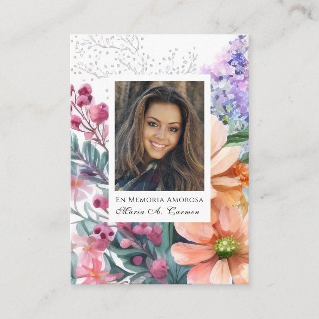 Cartão De Lugar Primavera Floral Espanhola Oração Funerária (Frente)