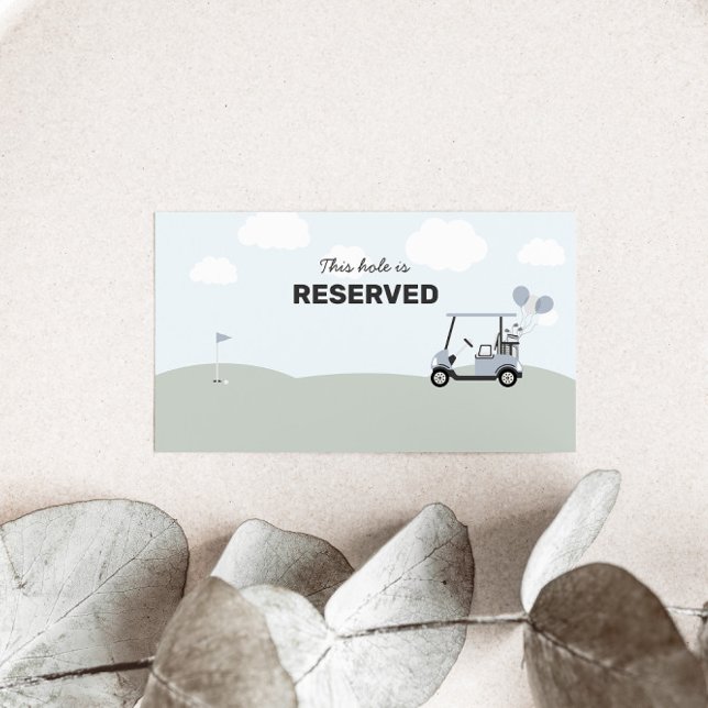 Cartão De Lugar Primeiro aniversario De Golfe Azul Buraco-Em-Um (Criador carregado)