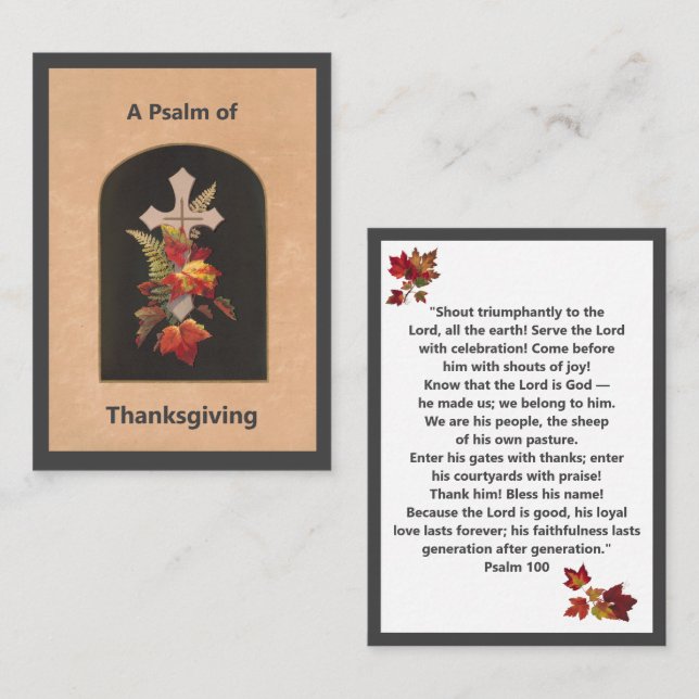 Cartão De Lugar Psalm 100 Thanksgiving Prayer Card (Frente/Verso)