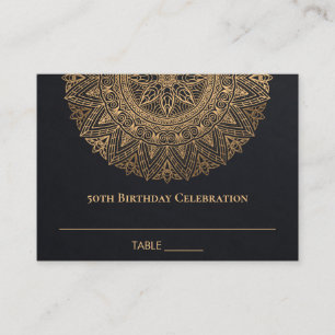 CARTÃO DE LUGAR QUAISQUER ANIVERSÁRIO DO ORNAMENTADO DOURADO DE BU