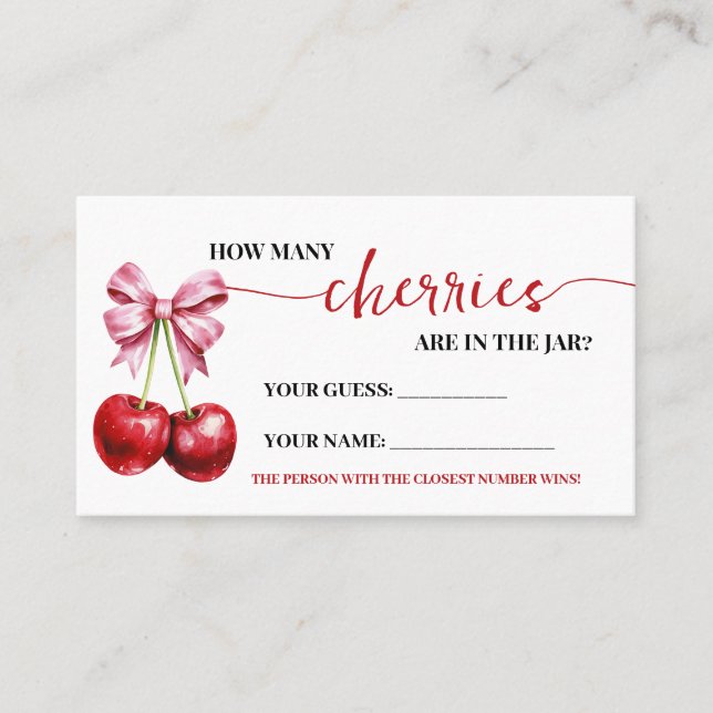 Cartão De Lugar Quantas Cerejas Pink Coquette Game Card (Frente)