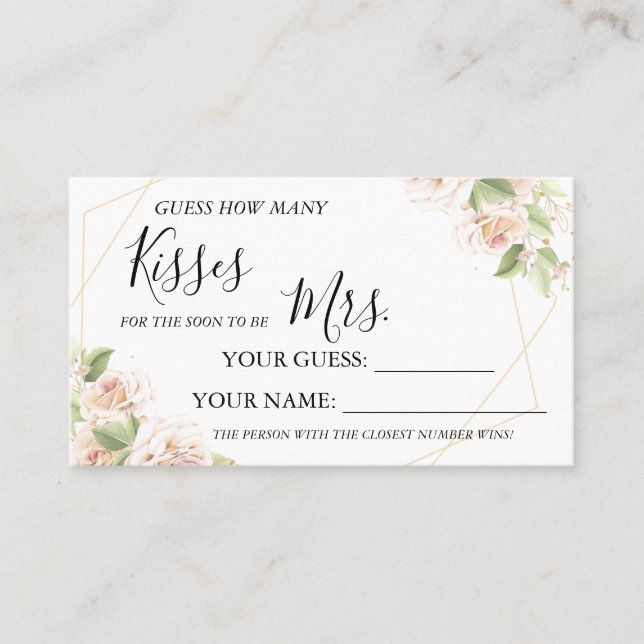 Cartão De Lugar Quantos beijos para ser o jogo da Sra. chá? (Frente)