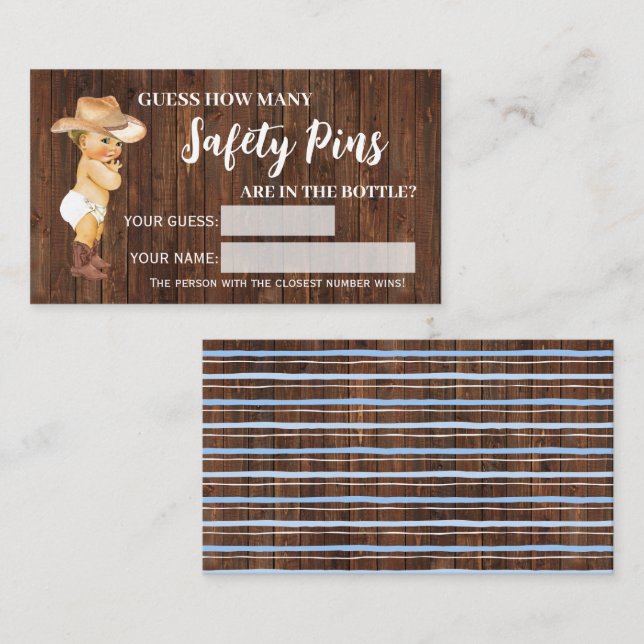 Cartão De Lugar Quantos Pinos De Segurança Cowboy Placa De Jogo De (Frente/Verso)
