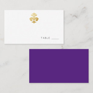 Cartão De Lugar Recepção Dourada Roxo de Lis Damask