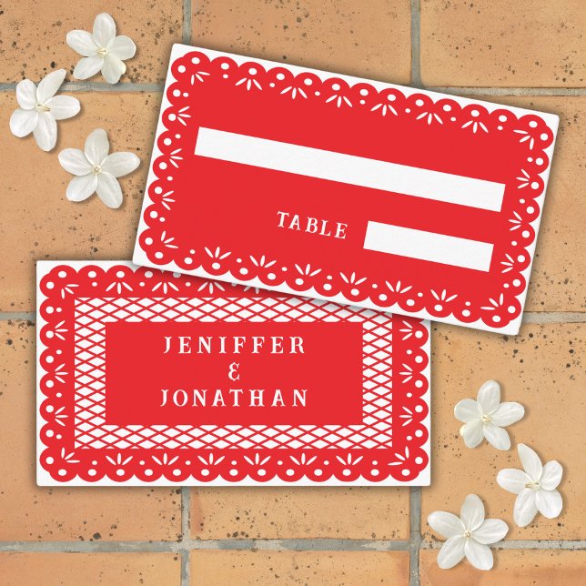 Cartão de lugar RED MEXICAN PAPEL PICADO (Criador carregado)