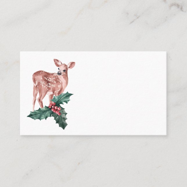 Cartão De Lugar Reindeer Christmas Red Wedding Deer Floral (Frente)