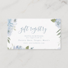 Cartão De Lugar Romantic dusty blue floral bridal shower registry