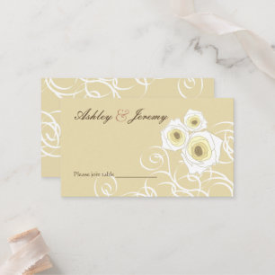 Cartão De Lugar Rosas De Creme E Sujãs Casamento Romântico Elegant