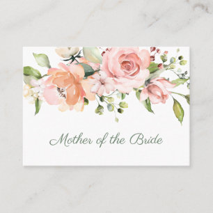 Cartão De Lugar Rosas de damascos cor-de-rosa Elegante Mãe da Noiv
