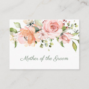 Cartão De Lugar Rosas de damascos cor-de-rosa Elegante Mãe do Noiv