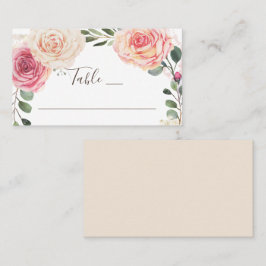 Cartão De Lugar Rosas em aquarela. Casamento de jardim floral eleg