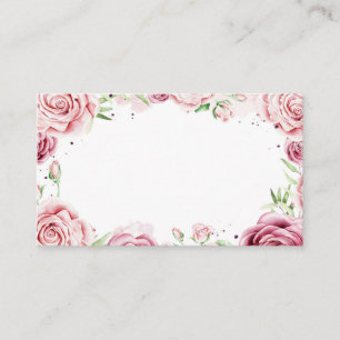Cartão De Lugar Rosas em Aquarela Rosa Moldura Casamento