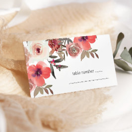Cartão De Lugar Rosas Florais Vermelho Rubor Casamento