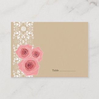 Cartão De Lugar Rosas Rosa Românticas, Festa de casamento Chic Dam