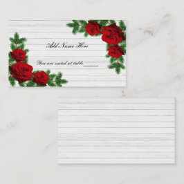Cartão De Lugar Rosas vermelhas E Mesa De Casamento De Natal Do Ra