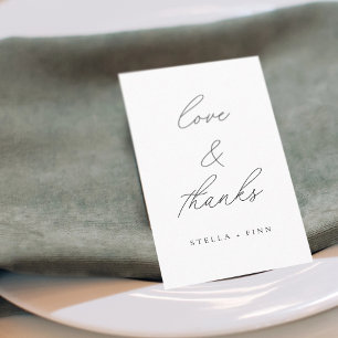 Cartão De Lugar Roteiro Moderno Casamento Amor & Gratidão