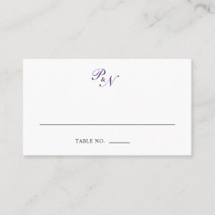 Cartão De Lugar Roxo Real Clássico Casamento Elegante