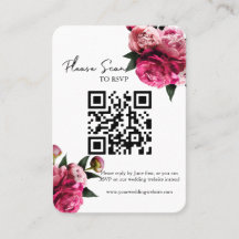 RSVP de Casamento do Código QR Floral Vermelho Neg