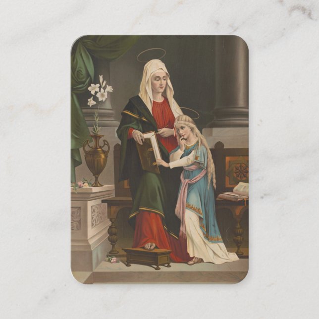 Cartão De Lugar Rua. Anne com Bênção Virgem Maria Oração Católica (Frente)