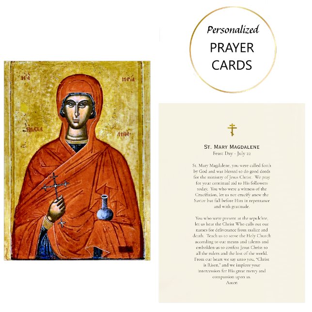Cartão De Lugar Rua. Mary Magdalene Orthodox Prayer Card (Criador carregado)