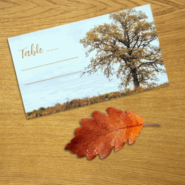 Cartão De Lugar Rustic Oak Tree Autumn Wedding (Criador carregado)