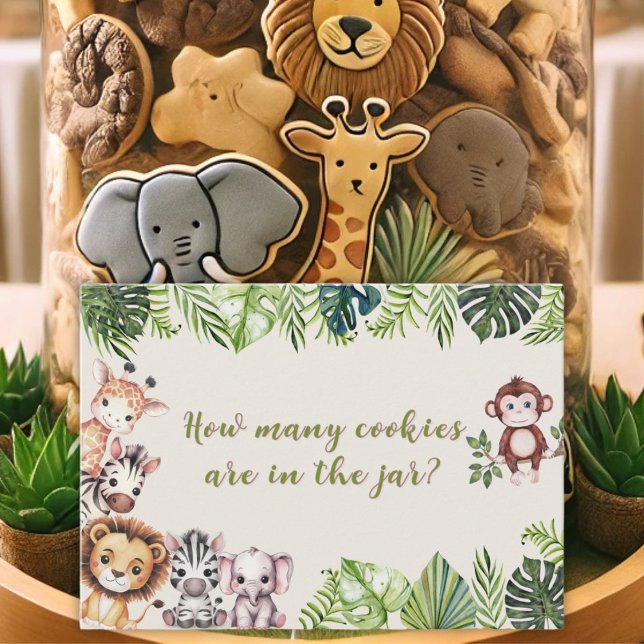 Cartão De Lugar Safari Jungle Chá de fraldas Cookie Jar Adivinhand (Criador carregado)