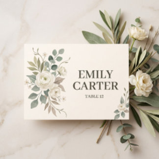 Cartão De Lugar Sage Green Botanical Wedding Place Card