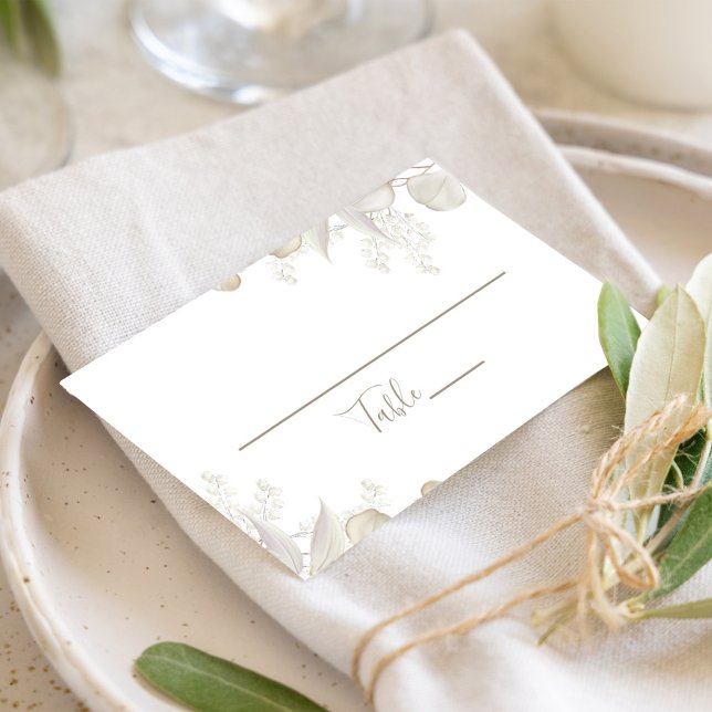 Cartão De Lugar Sage Green Reception Seating (Sage green foliage calligraphy script table number card.)