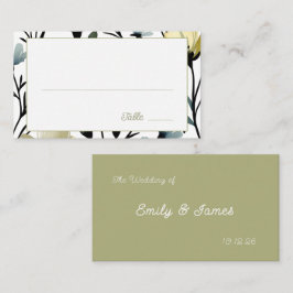 Cartão De Lugar Sage Green & Soft Yellow Botanical Wedding