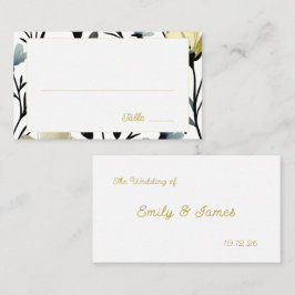 Cartão De Lugar Sage Green & Soft Yellow Botanical Wedding