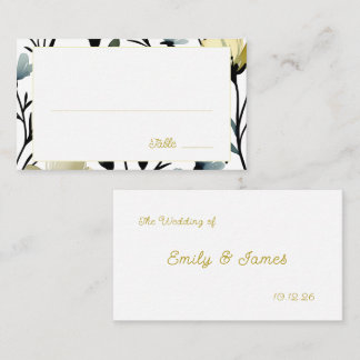 Cartão De Lugar Sage Green & Soft Yellow Botanical Wedding
