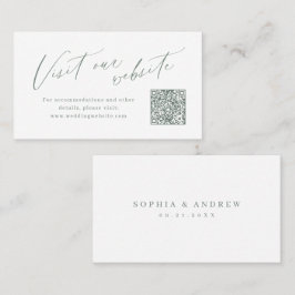 Cartão De Lugar Sage script minimalist QR code website Insert card