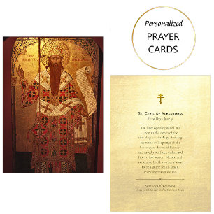 Cartão De Lugar Santo Cirilo de Alexandria Ortodox Prayer Card