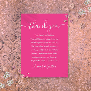 Cartão De Lugar Script de Assinatura Casamento Obrigado Rosa Quent
