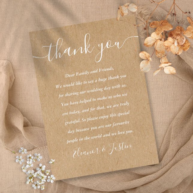 Cartão De Lugar Signature Script Wedtic Rustic Obrigado (Signature Script Wedding Rustic Thank You Place Card)