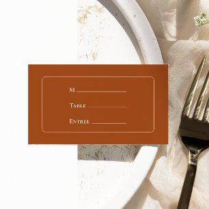 Cartão De Lugar Simples Boho Terracotta Wedding Entree Choice Flat
