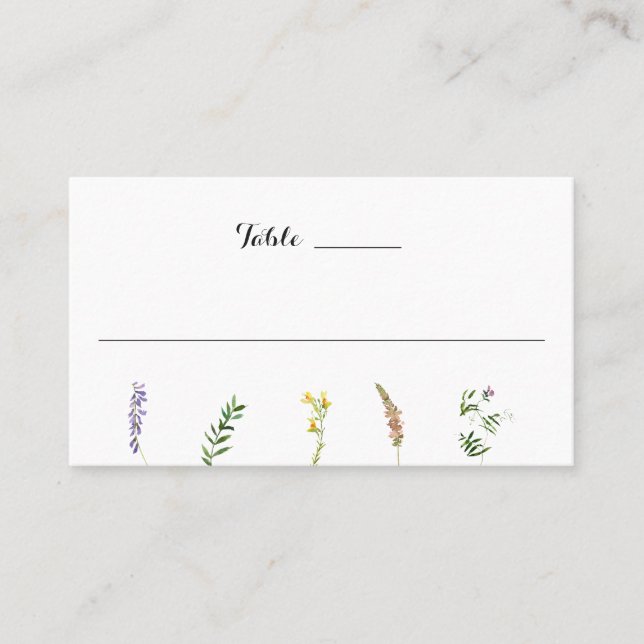 Cartão De Lugar Simples Casamento Floral Rústico Boho de Flores Si (Frente)