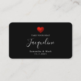 Cartão de Lugar Simples de Casamento Vermelho de C