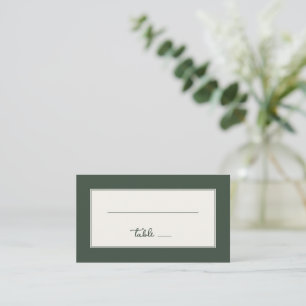 Cartão De Lugar Sinal de Mesa Minimalista Verde Elegante