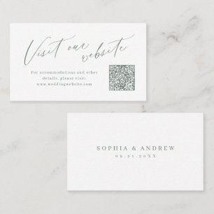 Cartão De Lugar site de código QR minimalista de script Sage Inser