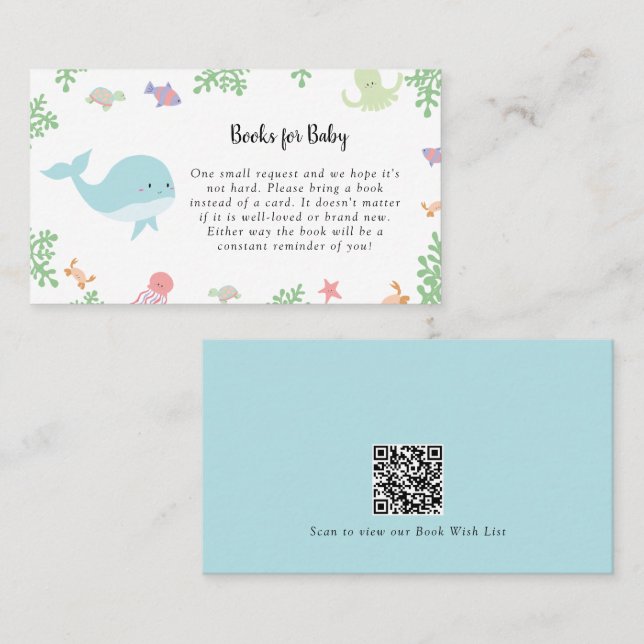 Cartão De Lugar Sob o Chá de fraldas do mar adivinha quantos cartõ (Frente/Verso)