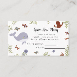 Cartão De Lugar Sob o Chá de fraldas do mar adivinha quantos cartõ