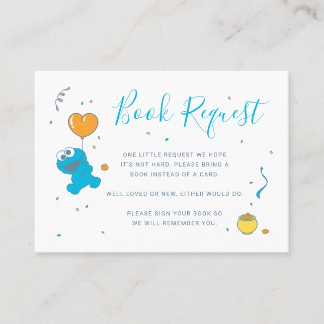 Cartão De Lugar Solicitação de Livro Monstro do Bebê Cookie Inseri (Frente)