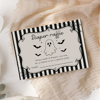 Cartão De Lugar Sorteio de Fraldas Preto Xadrez Fantasma Halloween