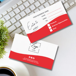 Cartão De Lugar Sorteio do Logotipo Vermelho Inscreva-se para Ganh