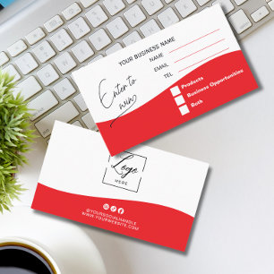 Cartão De Lugar Sorteio do Logotipo Vermelho Inscreva-se para Ganh