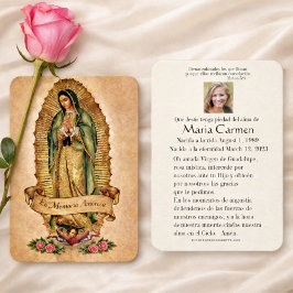 Cartão De Lugar Spanish Guadalupe Mary Funeral Prayer  Holy Card