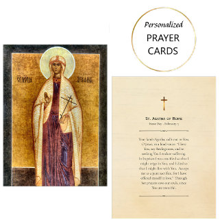 Cartão De Lugar St. Agatha of Rome Orthodox Christian Prayer Card 