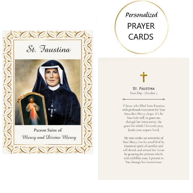 Cartão De Lugar St. Faustina Roman Catholic Prayer Card (Criador carregado)